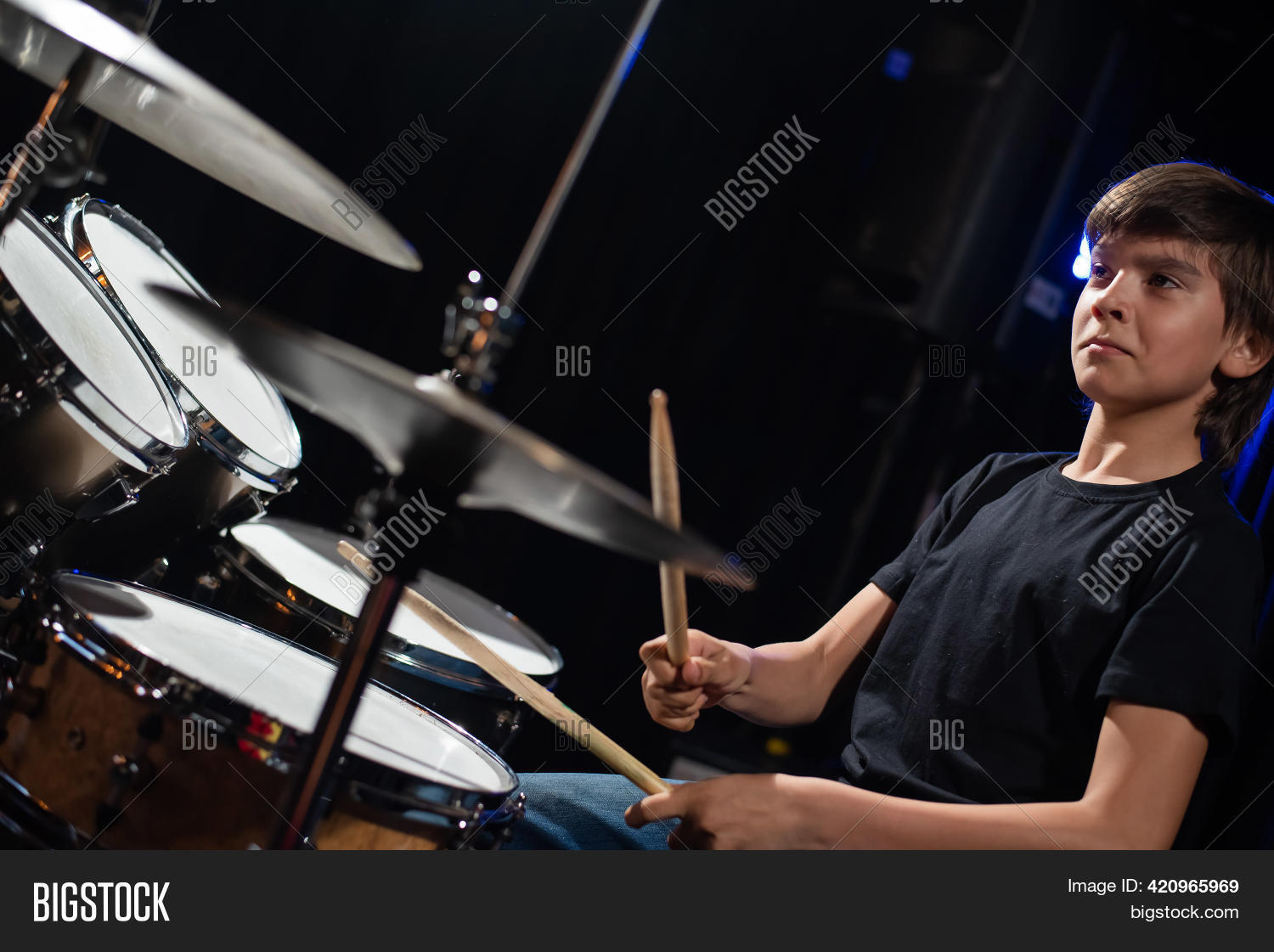 Boy Learns Play Drums Image & Photo (Free Trial) Bigstock