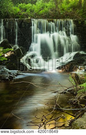 Waterfall Near The River Beach Of Mamoa In Milheirós De Poiares - Santa Maria Da Feira, Portugal.