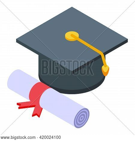 Campus Graduation Hat Icon. Isometric Of Campus Graduation Hat Vector Icon For Web Design Isolated O