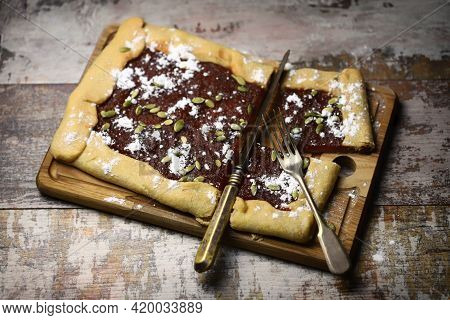 Homemade Galette With Jam And Seeds. Delicious Pastries.