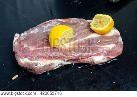 Homemade Capicola (coppa). Dry-cured Pork Loin Step-by-step Recipe. Salted Piece Of Meat Topped With