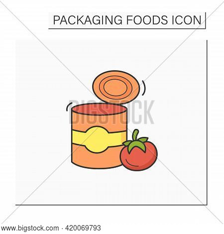 Tomato Soup Color Icon. Soup In Tin Can. Steel Container.portion Control, Protection, Tampering Resi