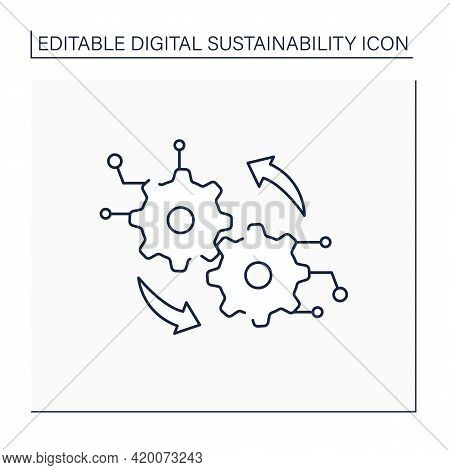 Digital Operation Line Icon.transformation Center. Digitalization. Modern Technology. Sensing And Op