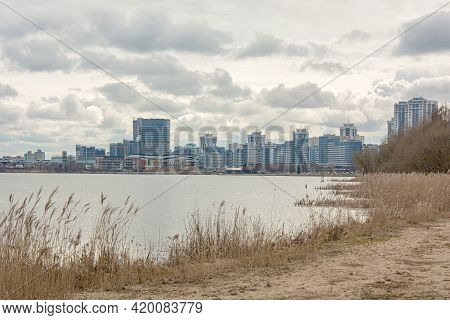 Urban Landscape. A Pond On The Outskirts Of The City. (minsk, Belarus). Stock Photo.