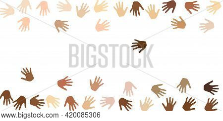 People Hands Of Different Skin Color Silhouettes. Volunteering Concept. Cosmopolite Culture Palm Ico