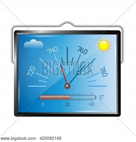 Barometer. A Device For Measuring Atmospheric Pressure And Air Temperature. Used Indoors. The Design
