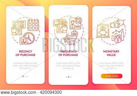 Rfm Analysis Tool Onboarding Mobile App Page Screen With Concepts. Recency, Oftenness Walkthrough 3 