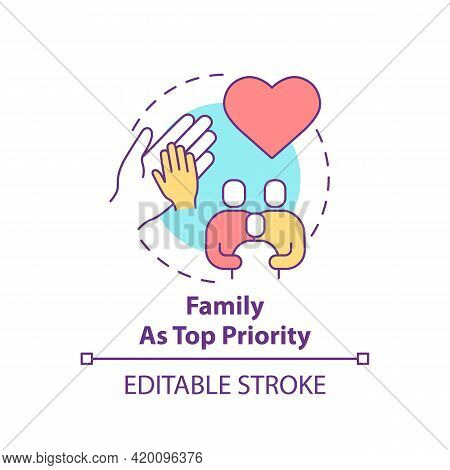 Family As Top Priority Concept Icon. Personal Value Idea Thin Line Illustration. Parenthood, Marriag