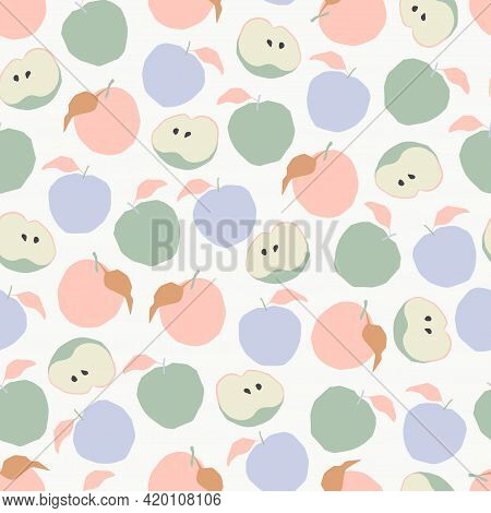 Abstract Apple Illustration Motif Seamless Repeat Pattern