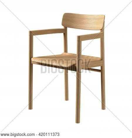 Chair with armrest isolated on white background. 3D illustration.  Post Chair By designer Cecilie Ma