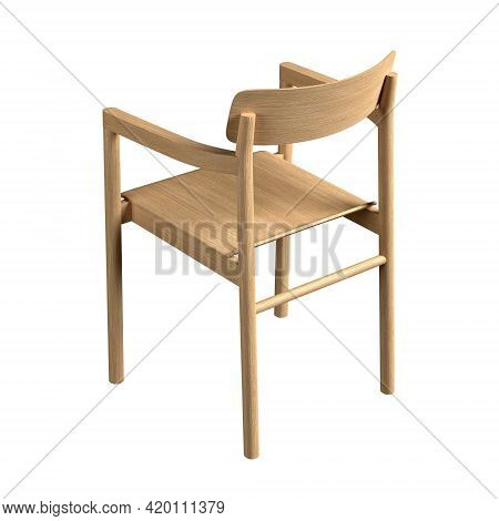 Chair with armrest isolated on white background. 3D illustration.  Post Chair By designer Cecilie Ma