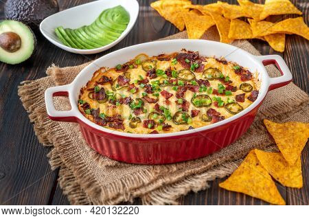 Dish Of Jalapeno Popper Dip With Cheese And Bacon