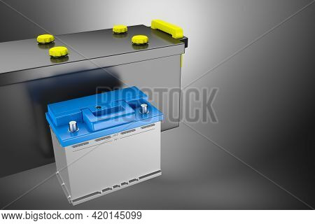 3d Rendering. 24v Battery For Truck. Commercial Vehicle Accumulator