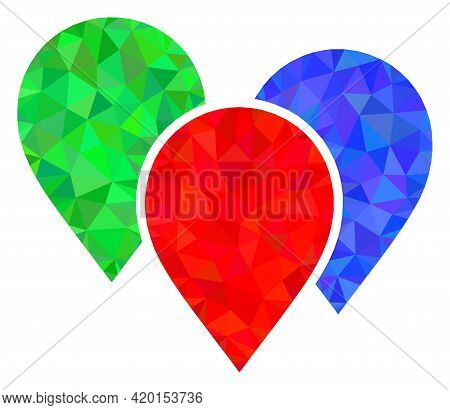 Triangle Map Pointer Group Polygonal Symbol Illustration. Map Pointer Group Lowpoly Icon Is Filled W