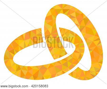 Triangle Gold Rings Polygonal Icon Illustration. Gold Rings Lowpoly Icon Is Filled With Triangles. F