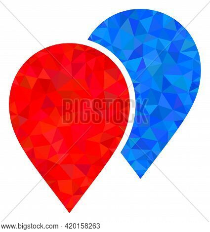 Triangle Map Pointers Polygonal Icon Illustration. Map Pointers Lowpoly Icon Is Filled With Triangle