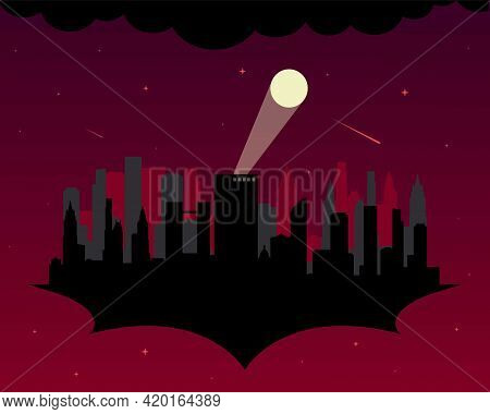 Silhouette Gotham City Background Vector Illustration - Background
