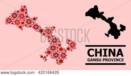Vector Covid-2019 Mosaic Map Of Gansu Province Organized For Medicare Wallpapers. Red Mosaic Map Of 
