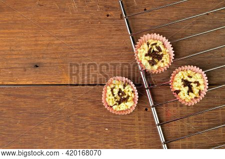 Malaysian Traditional Homemade Cookies Called As Kuih Sarang Semut With Chocolate Rise Served During