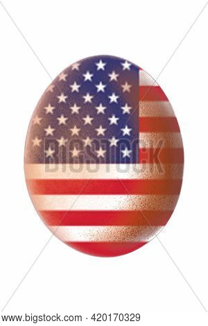 Usa Easter Egg, National Flag Egg With Cutting Path. Egg Texture Pattern.