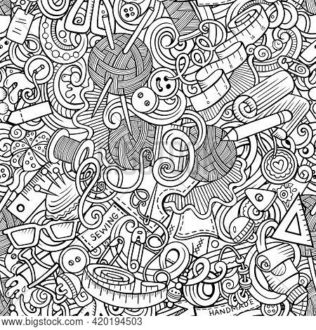 Handmade Hand Drawn Doodles Seamless Pattern.
