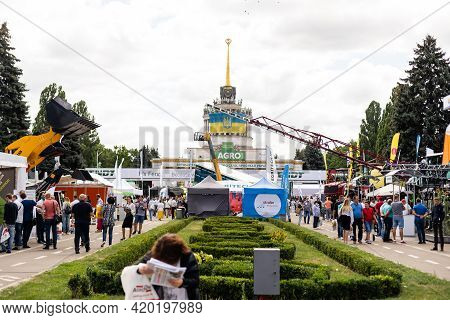 Kyiv, Ukraine - August 12, 2020: Exhibits International Agro-industrial Exhibition Agro 2020. Modern
