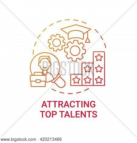 Attracting Top Talents Concept Icon. Company Culture Benefit Idea Thin Line Illustration. Employee V