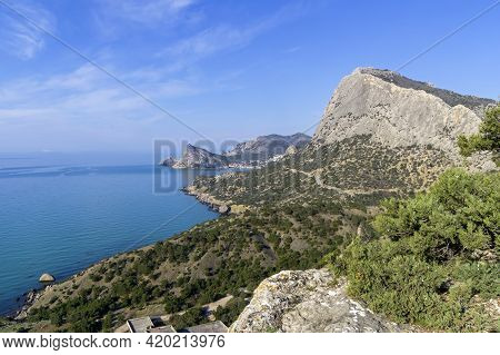 Seascape. View From The Coastal Mountain In The Vicinity Of The Resort Town Of Sudak Towards The Vil