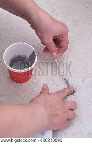 Self-repair Of A Hole In A Floor Tile After Damage