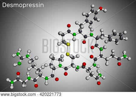 Desmopressin, Desmopresina, Desmopressinum Molecule. It Is Antidiuretic Peptide Drug, Synthetic Anal