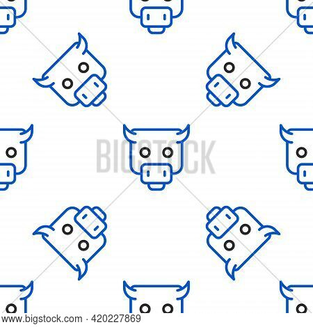 Line Bull Market Icon Isolated Seamless Pattern On White Background. Financial And Stock Investment 