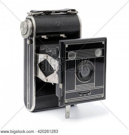 Leiden, The Netherlands - May 12, 2021:  Vintage Agfa Billy-Clack isolated on white background 