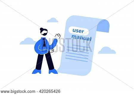 Woman Reading Big Guidebook Or Writing Guidance