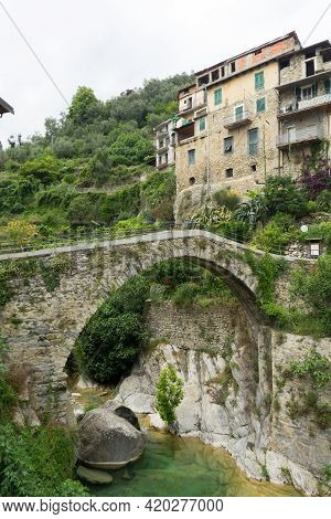 View Of The Rocchetta Nervina Village Within The Liguria Region - Italy