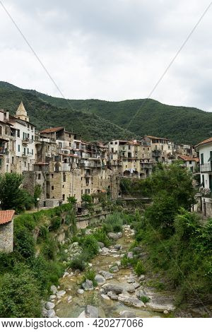 View Of The Rocchetta Nervina Village Within The Liguria Region - Italy