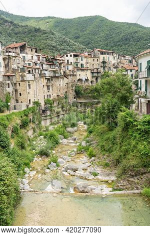 View Of The Rocchetta Nervina Village Within The Liguria Region - Italy