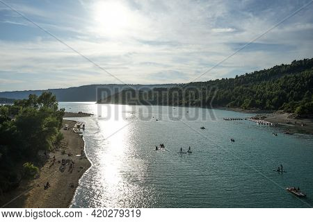 Overview Of The Reservoir That Form The Sainte-croix Lake Between The Verdon Gorges, France