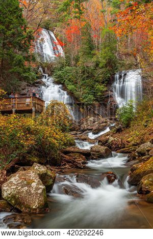 Anna Ruby Falls, Georgia, USA in autumn season.