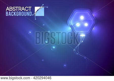 Creative Background With Three Eyed Flying Hexagon Shaped Essence With Spiculums In Gradient Environ