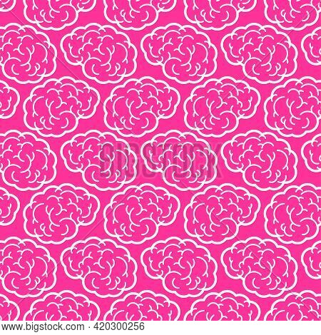 Brain Pattern Seamless. Brains Background. Vector Texture