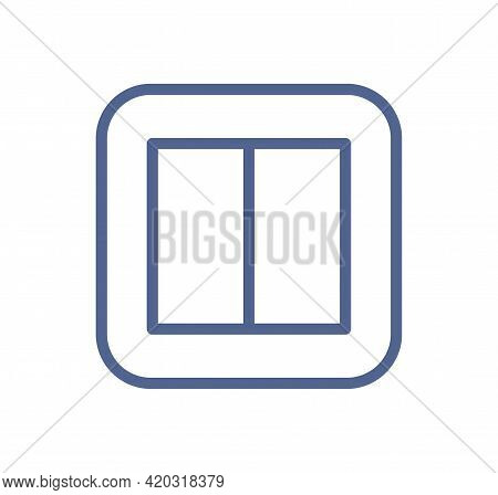 Linear Electric Light Switch Icon With Two Buttons. Pictogram Of Dimmer With Keys In Line Art Style.