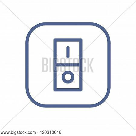 Electric Light Switch Icon With One Button. On And Off Wall Switcher Sign In Line Art Style. Lineart