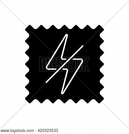 Antistatic Fabric Feature Black Glyph Icon. Fiber Property To Repel Electric Charge. Special Materia