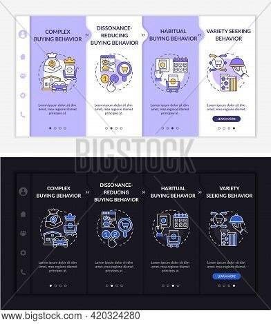 Shopper Behavior Types Onboarding Vector Template. Responsive Mobile Website With Icons. Web Page Wa