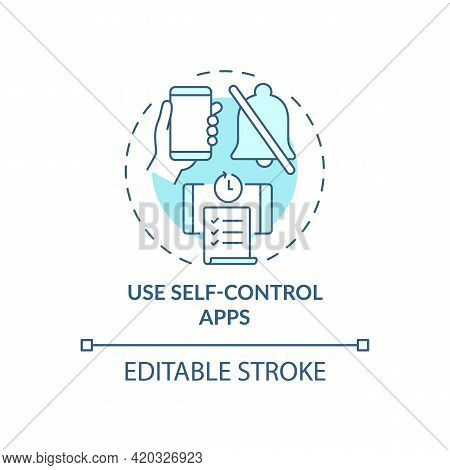Use Self Control Apps Blue Concept Icon. Increase Productivity At Work. Task Efficiency. Self Contro