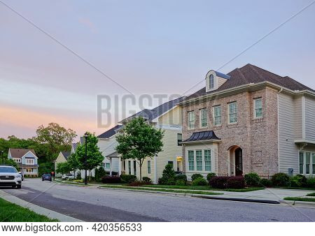 New Houses On A Quiet Street In Raleigh North Carolina
