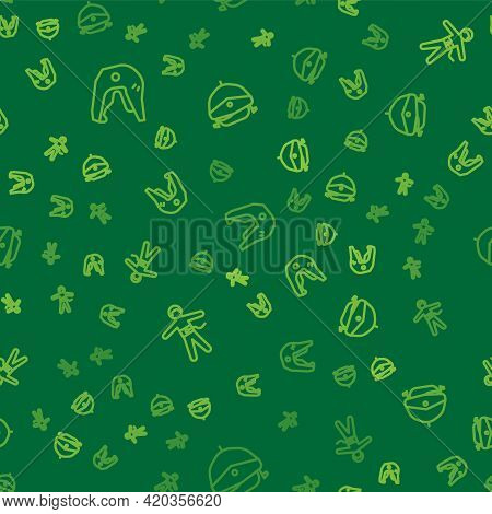 Set Line Motocross Motorcycle Helmet, Bungee Jumping And Speedboat On Seamless Pattern. Vector