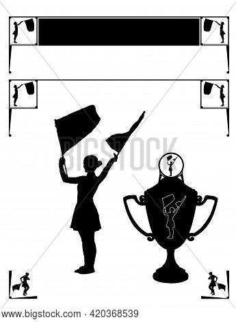 Page Header Frame Corners Silhouette Drum Majorette Cheerleader