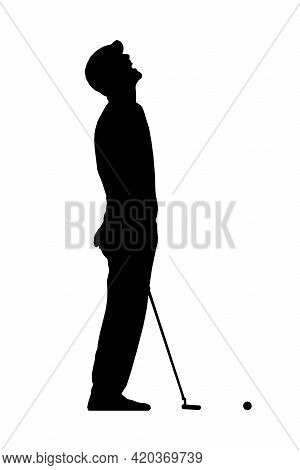 Frustrated Golf Player Golf Missing Put Shouting Silhouette