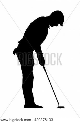 Sport Silhouette Isolation Man Player Putting